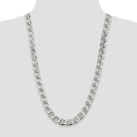 Sterling Silver 10.8mm Diamond-Cut Flat Anchor Curb Chain Necklace - 26 Inches by Lumare Gioia