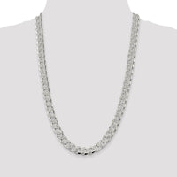 Sterling Silver 11.0mm Pavé Curb Chain Necklace - 26 inches, Polished Finish, Anti-Tarnish Coating by Lumare Gioia