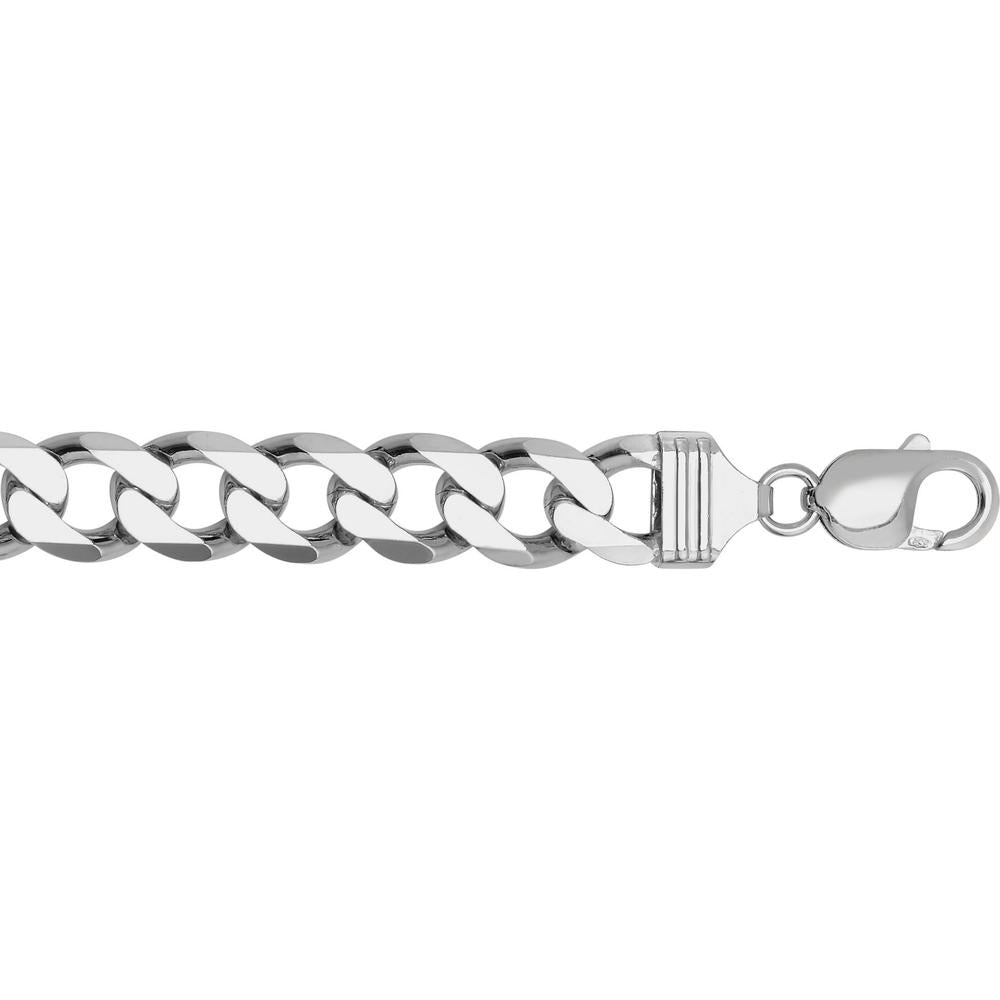 Sterling Silver 11.6mm Polished Comfort Curb Chain Necklace - 9" by Orozza Fine Jewelry