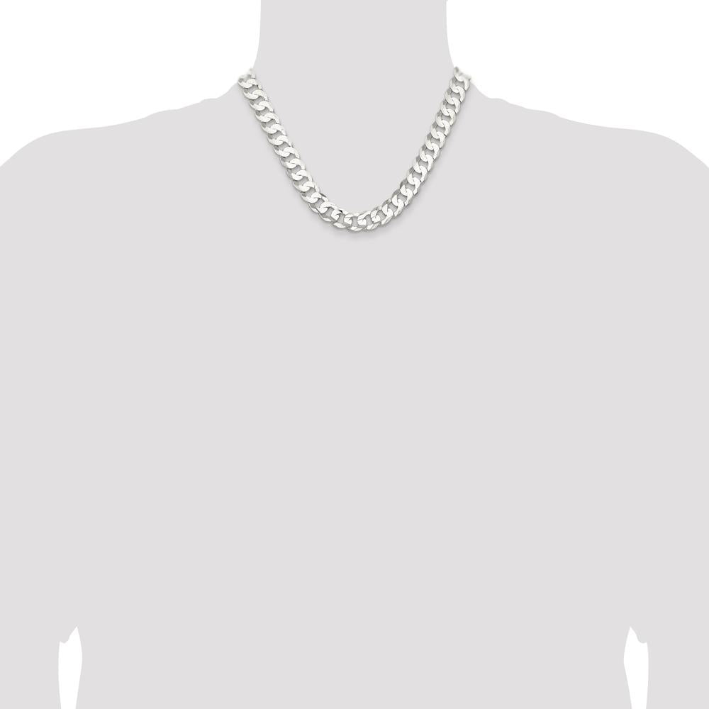 Sterling Silver 11.9mm Concave Beveled Curb Chain - 18 Inches by Lumare Gioia