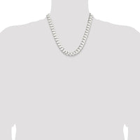 Sterling Silver 11.9mm Concave Beveled Curb Chain - 20 inches Length by Lumare Gioia