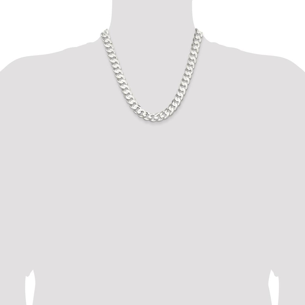 Sterling Silver 11.9mm Concave Beveled Curb Chain - 20 inches Length by Lumare Gioia