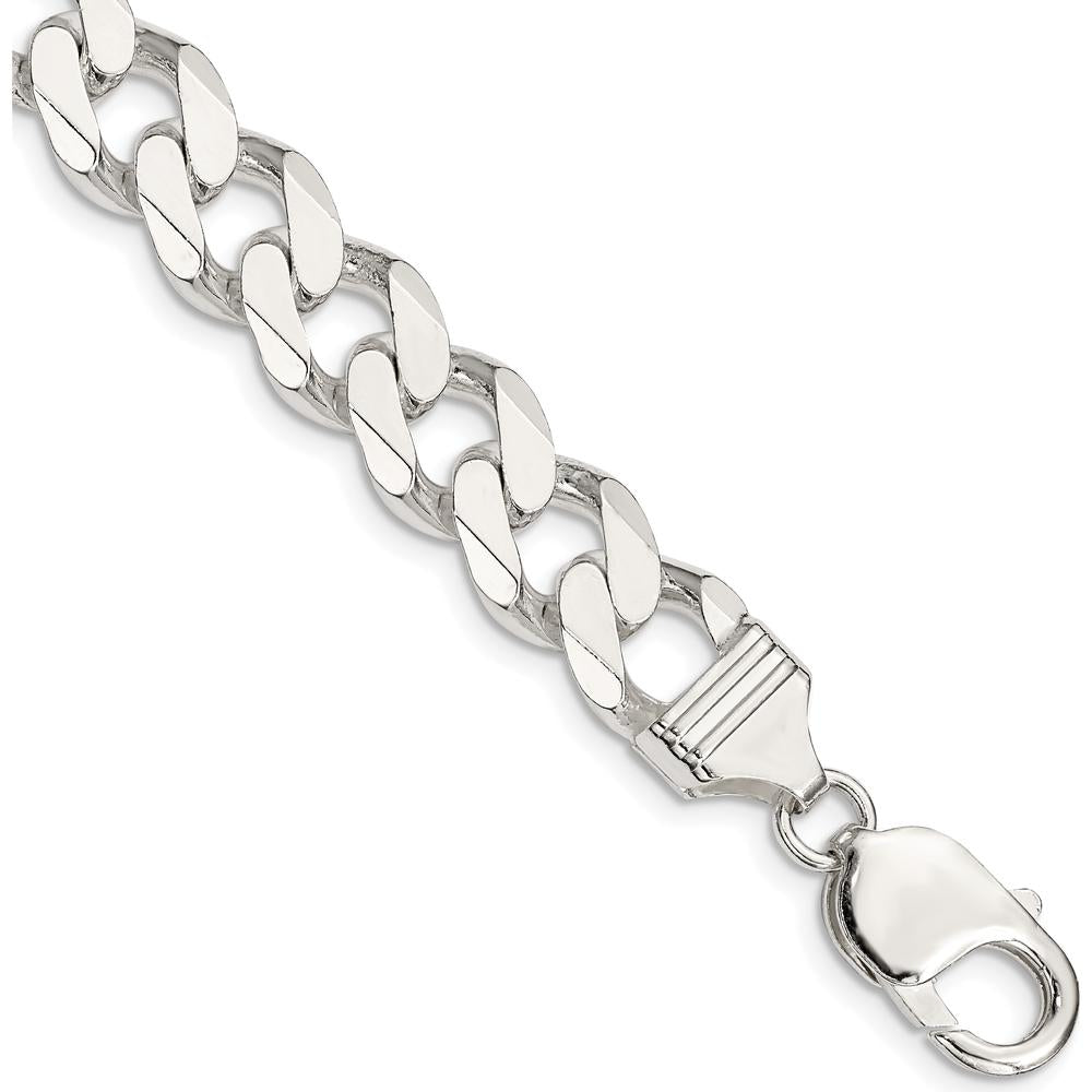 Sterling Silver 11mm Curb Chain Bracelet with Polished Finish - 10" Length by Lumare Gioia