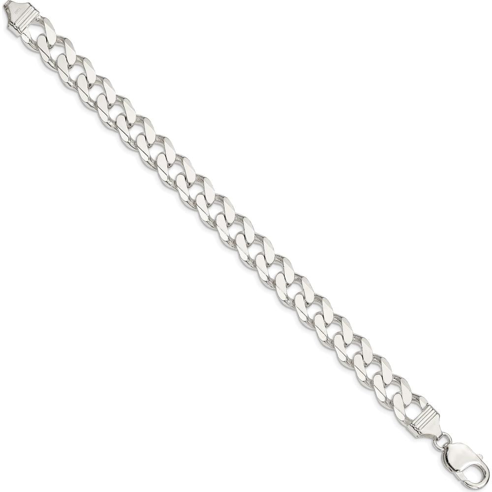Sterling Silver 11mm Curb Chain Bracelet with Polished Finish - 9" Length by Lumare Gioia