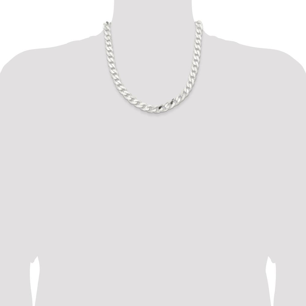 Sterling Silver 11mm Curb Chain Necklace - Polished Finish with Anti-Tarnish Coating - 20 Inches by Lumare Gioia
