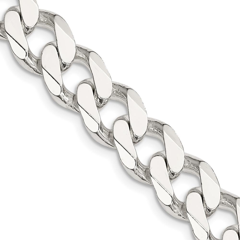 Sterling Silver 11mm Curb Chain Necklace with Polished Finish - 28 inches by Lumare Gioia
