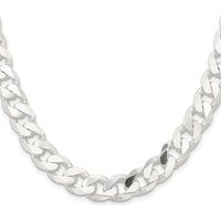 Sterling Silver 11mm Curb Chain Necklace with Polished Finish - 28 inches by Lumare Gioia
