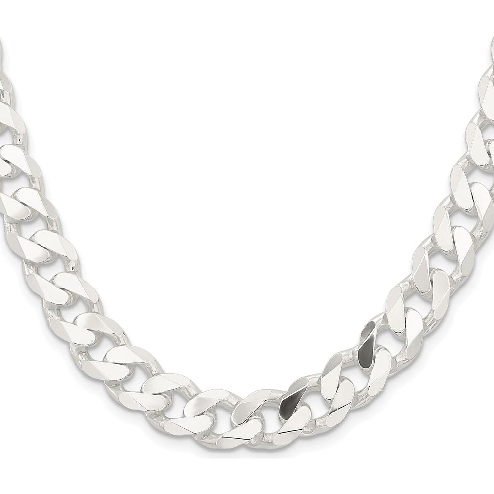 Sterling Silver 11mm Curb Chain Necklace with Polished Finish - 28 inches by Lumare Gioia