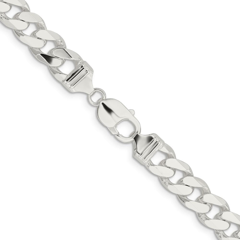 Sterling Silver 11mm Curb Chain Necklace with Polished Finish - 28 inches by Lumare Gioia