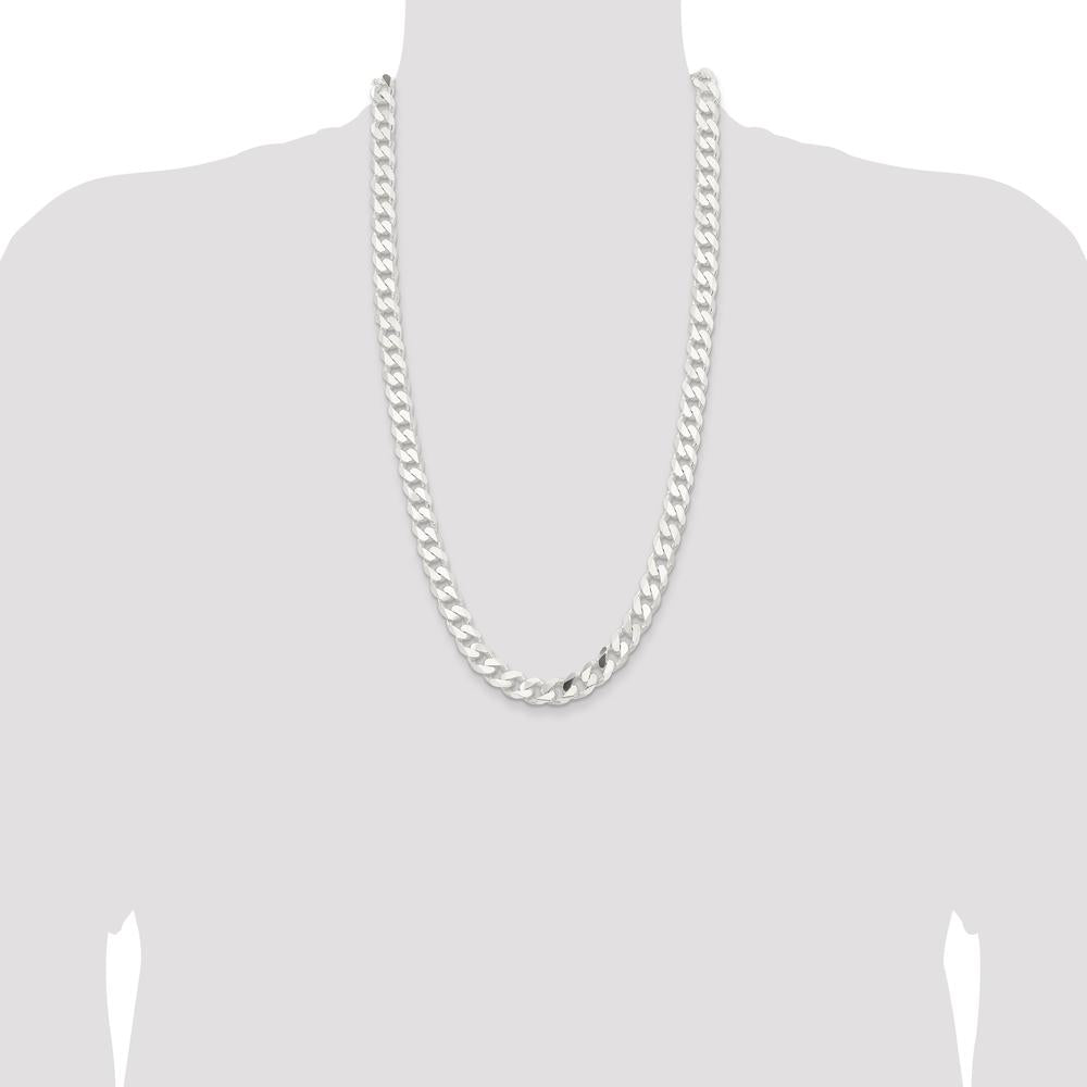 Sterling Silver 11mm Curb Chain Necklace with Polished Finish - 28 inches by Lumare Gioia