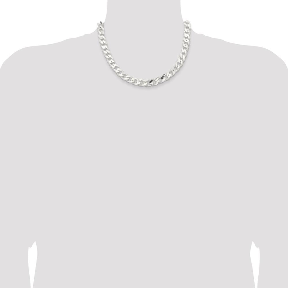Sterling Silver 11mm Polished Curb Chain Necklace - 18 Inches by Lumare Gioia