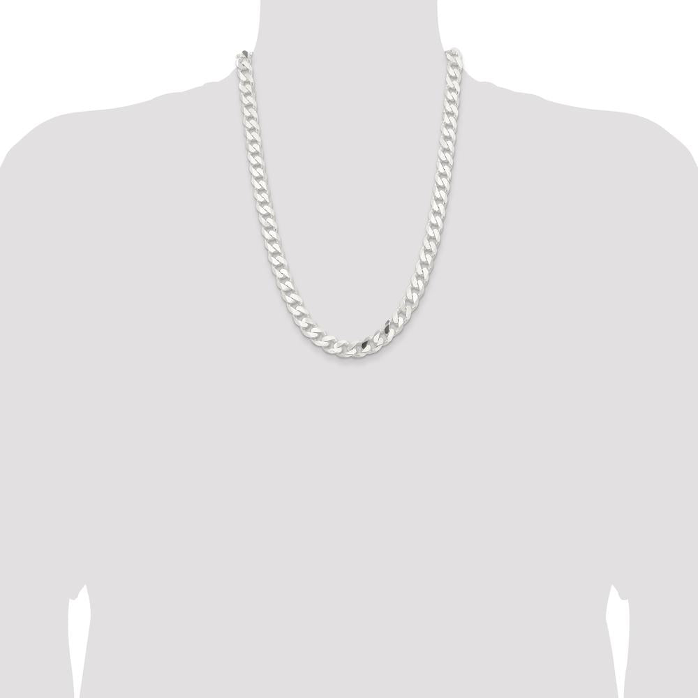 Sterling Silver 11mm Polished Curb Chain Necklace - 24 Inches, Solid Sterling Silver with Lobster Clasp by Lumare Gioia