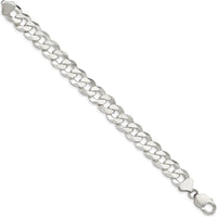 Sterling Silver 12.3mm Beveled Curb Chain Bracelet with Lobster Clasp by Lumare Gioia