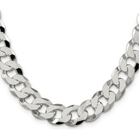 Sterling Silver 12.3mm Beveled Curb Chain Necklace - 20 in by Lumare Gioia