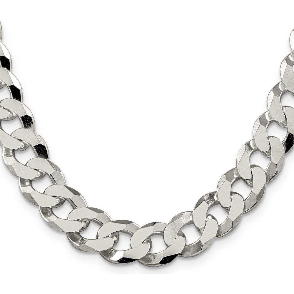 Sterling Silver 12.3mm Beveled Curb Chain Necklace - 20 in by Lumare Gioia