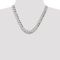 Sterling Silver 12.3mm Beveled Curb Chain Necklace - 20 in by Lumare Gioia