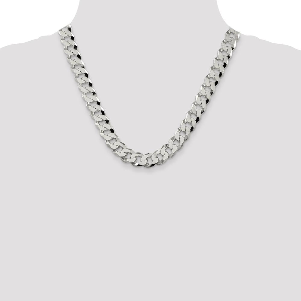 Sterling Silver 12.3mm Beveled Curb Chain Necklace - 20 in by Lumare Gioia