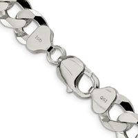 Sterling Silver 12.3mm Beveled Curb Chain Necklace - 22 Inches in Length by Lumare Gioia