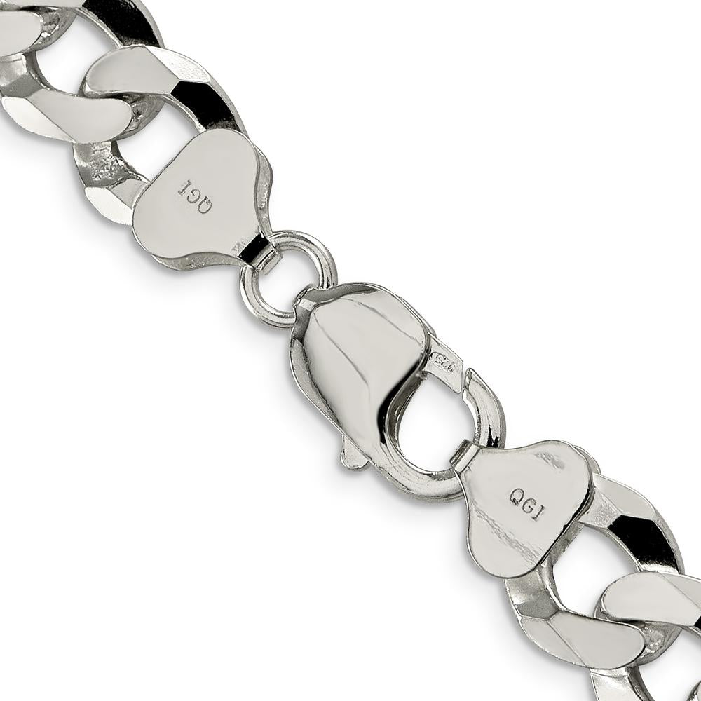 Sterling Silver 12.3mm Beveled Curb Chain Necklace - 22 Inches in Length by Lumare Gioia