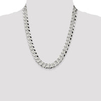 Sterling Silver 12.3mm Beveled Curb Chain Necklace - 22 Inches in Length by Lumare Gioia