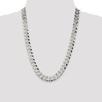 Sterling Silver 12.3mm Beveled Curb Chain Necklace - 24" Length by Lumare Gioia
