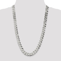 Sterling Silver 12.3mm Beveled Curb Chain Necklace - 26 in Length by Lumare Gioia