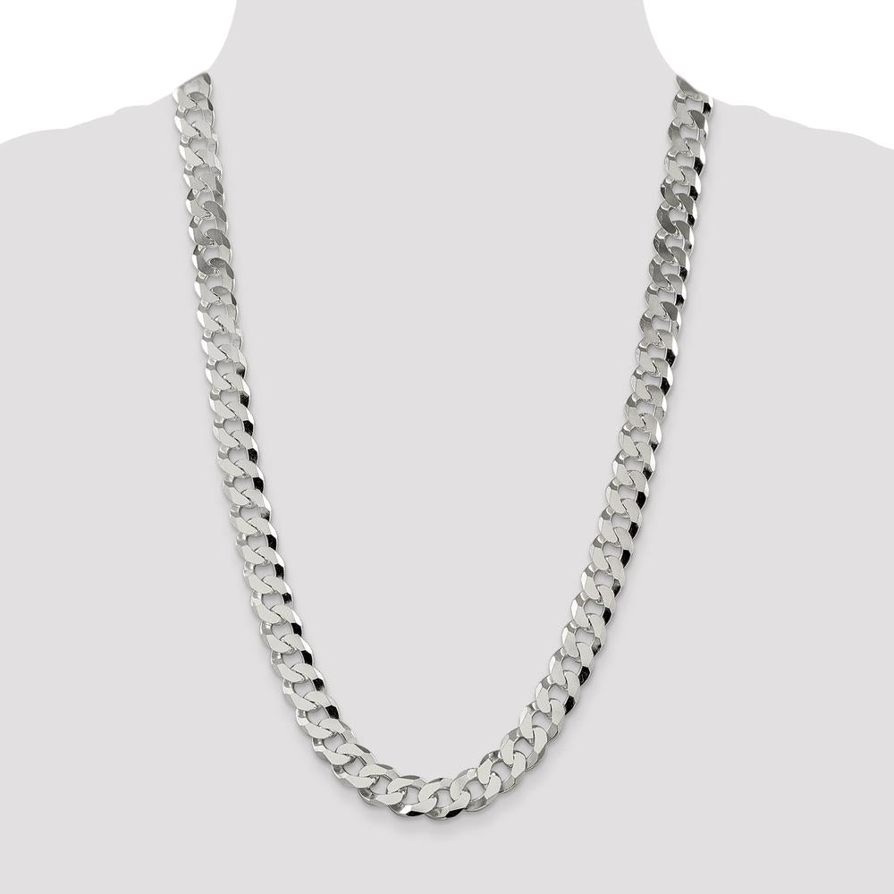Sterling Silver 12.3mm Beveled Curb Chain Necklace - 26 in Length by Lumare Gioia