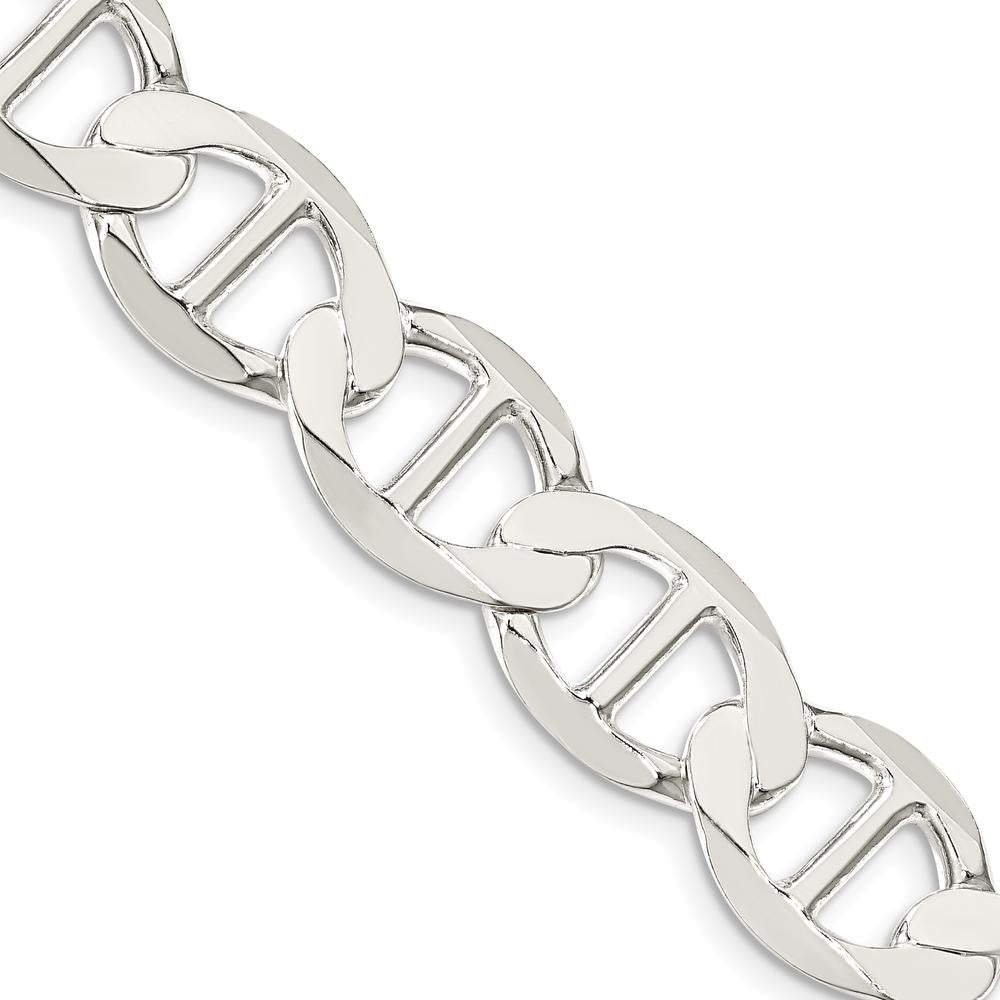 Sterling Silver 12.3mm Flat Anchor Chain Necklace - 24 Inches by Lumare Gioia