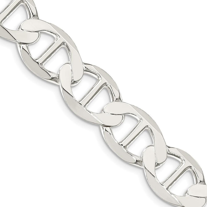 Sterling Silver 12.3mm Flat Anchor Chain Necklace - 24 Inches by Lumare Gioia