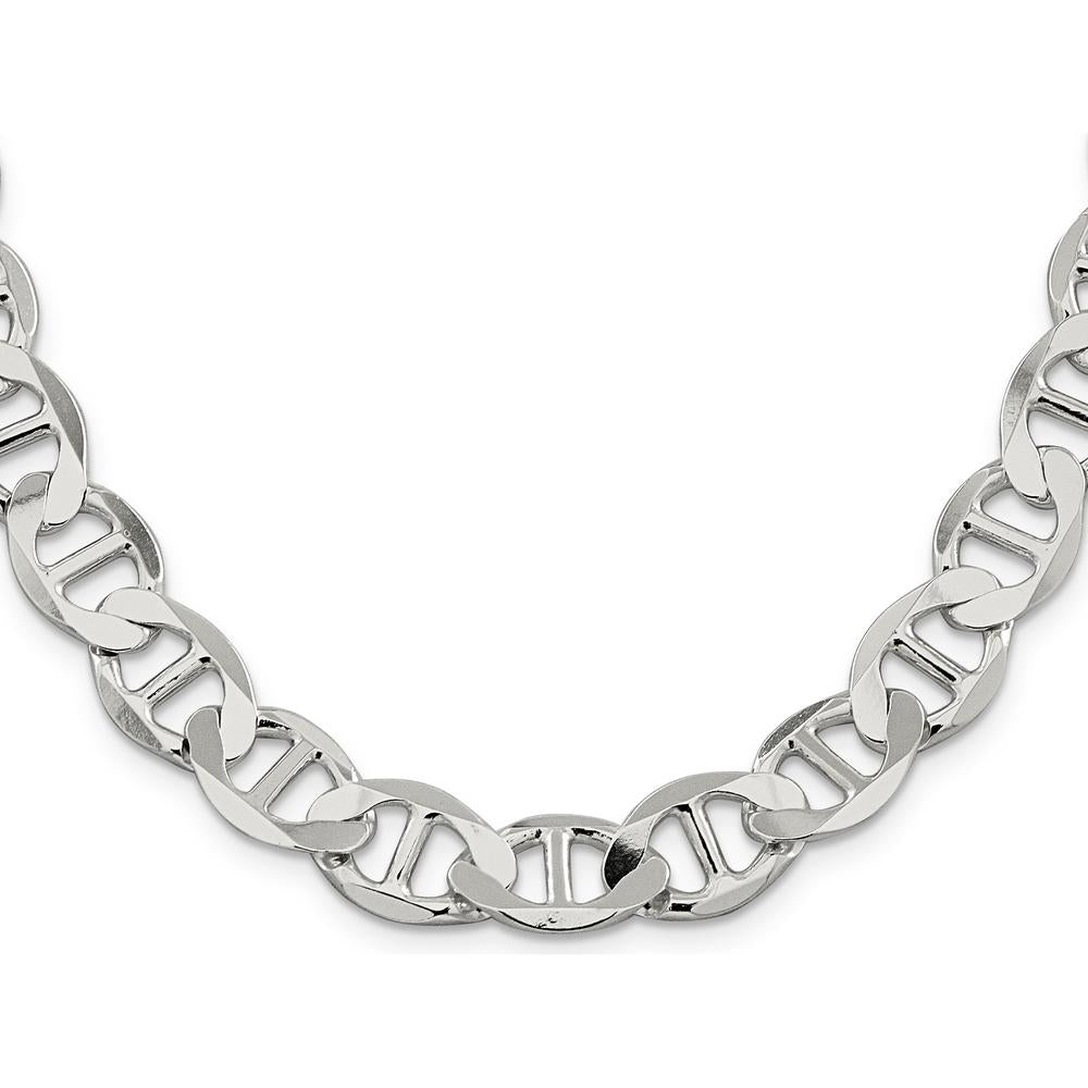 Sterling Silver 12.3mm Flat Anchor Chain Necklace - 24 Inches by Lumare Gioia