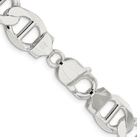 Sterling Silver 12.3mm Flat Anchor Chain Necklace - 24 Inches by Lumare Gioia