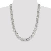 Sterling Silver 12.3mm Flat Anchor Chain Necklace - 24 Inches by Lumare Gioia
