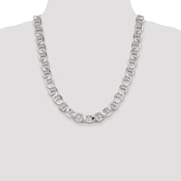Sterling Silver 12.3mm Polished Flat Anchor Chain Necklace - 22 Inches by Lumare Gioia