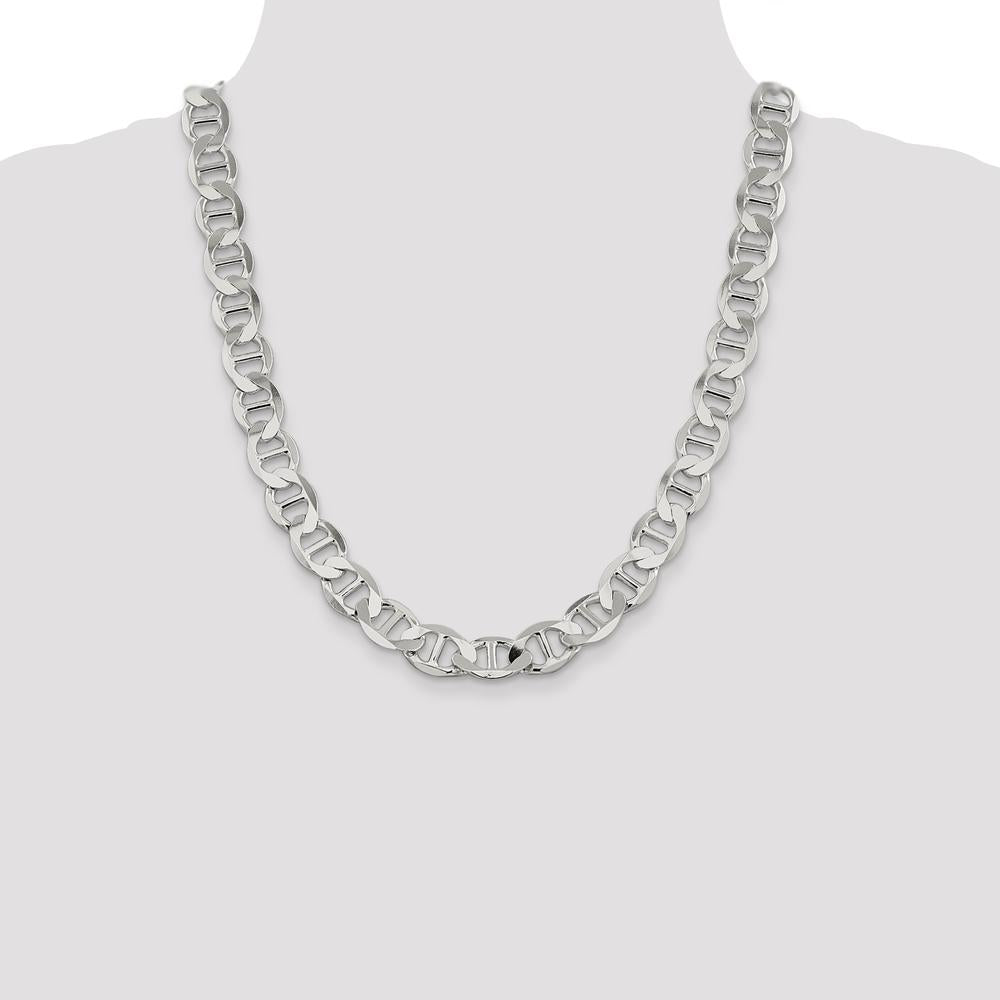 Sterling Silver 12.3mm Polished Flat Anchor Chain Necklace - 22 Inches by Lumare Gioia