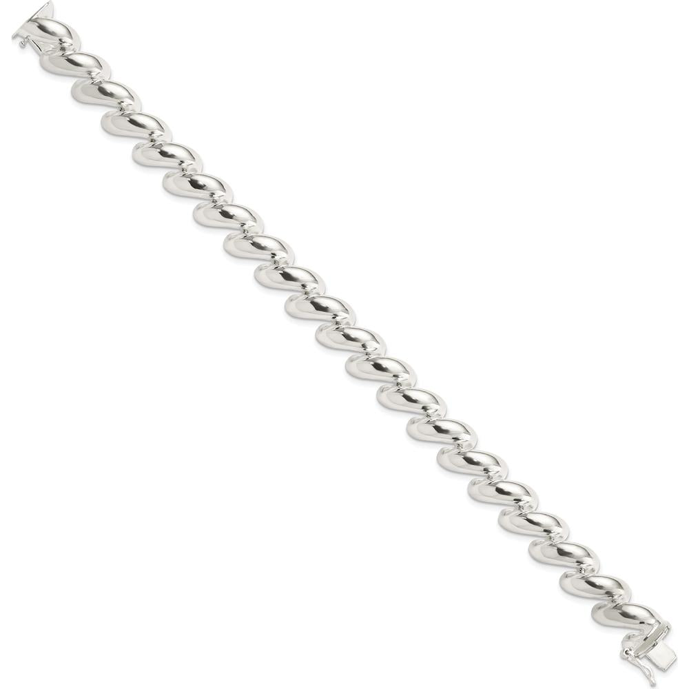 Sterling Silver 12mm San Marco Link Bracelet - Polished Finish, 7" Length by Lumare Gioia