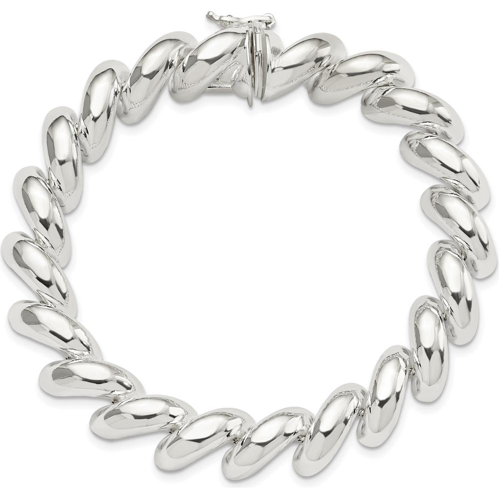 Sterling Silver 12mm San Marco Link Bracelet - Polished Finish, 7" Length by Lumare Gioia