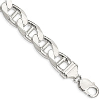 Sterling Silver 13.5mm Diamond-Cut Flat Anchor Curb Chain Bracelet - 9in by Lumare Gioia