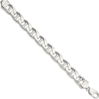 Sterling Silver 13.5mm Diamond-Cut Flat Anchor Curb Chain Bracelet - 9in by Lumare Gioia