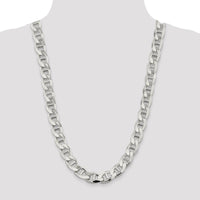 Sterling Silver 13.5mm Diamond-Cut Flat Anchor Curb Chain Necklace - 26 Inches by Lumare Gioia