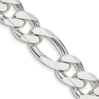 Sterling Silver 13.5mm Figaro Chain Necklace - 20" Polished Finish with Lobster Clasp by Lumare Gioia