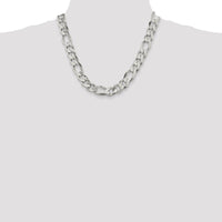 Sterling Silver 13.5mm Figaro Chain Necklace - 20" Polished Finish with Lobster Clasp by Lumare Gioia