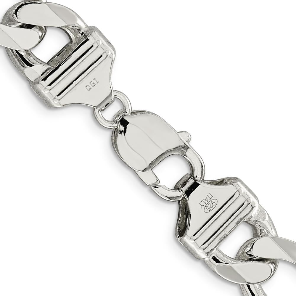 Sterling Silver 13.5mm Polished Figaro Chain Necklace - 24 inches by Lumare Gioia