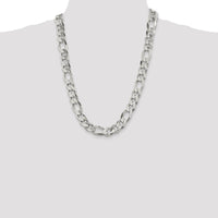 Sterling Silver 13.5mm Polished Figaro Chain Necklace - 24 inches by Lumare Gioia