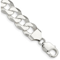 Sterling Silver 13mm Beveled Curb Chain Bracelet with Lobster Clasp - 9 Inches by Lumare Gioia