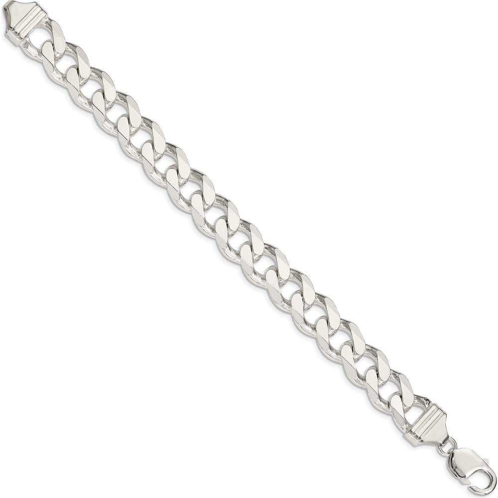 Sterling Silver 13mm Curb Chain Bracelet - 9" Length, Polished Finish by Lumare Gioia