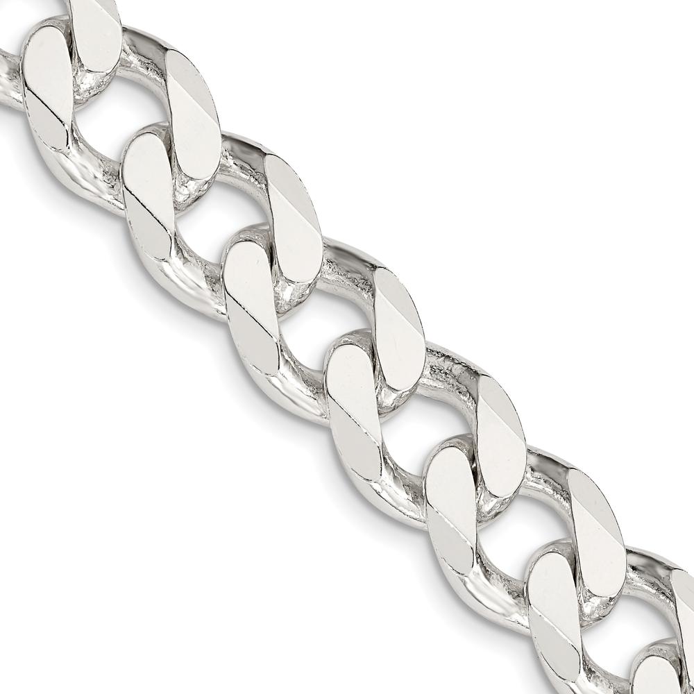 Sterling Silver 13mm Curb Chain Necklace - 20 Inch with Lobster Clasp by Lumare Gioia