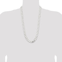 Sterling Silver 13mm Curb Chain Necklace - 28 Inches with Lobster Clasp by Lumare Gioia