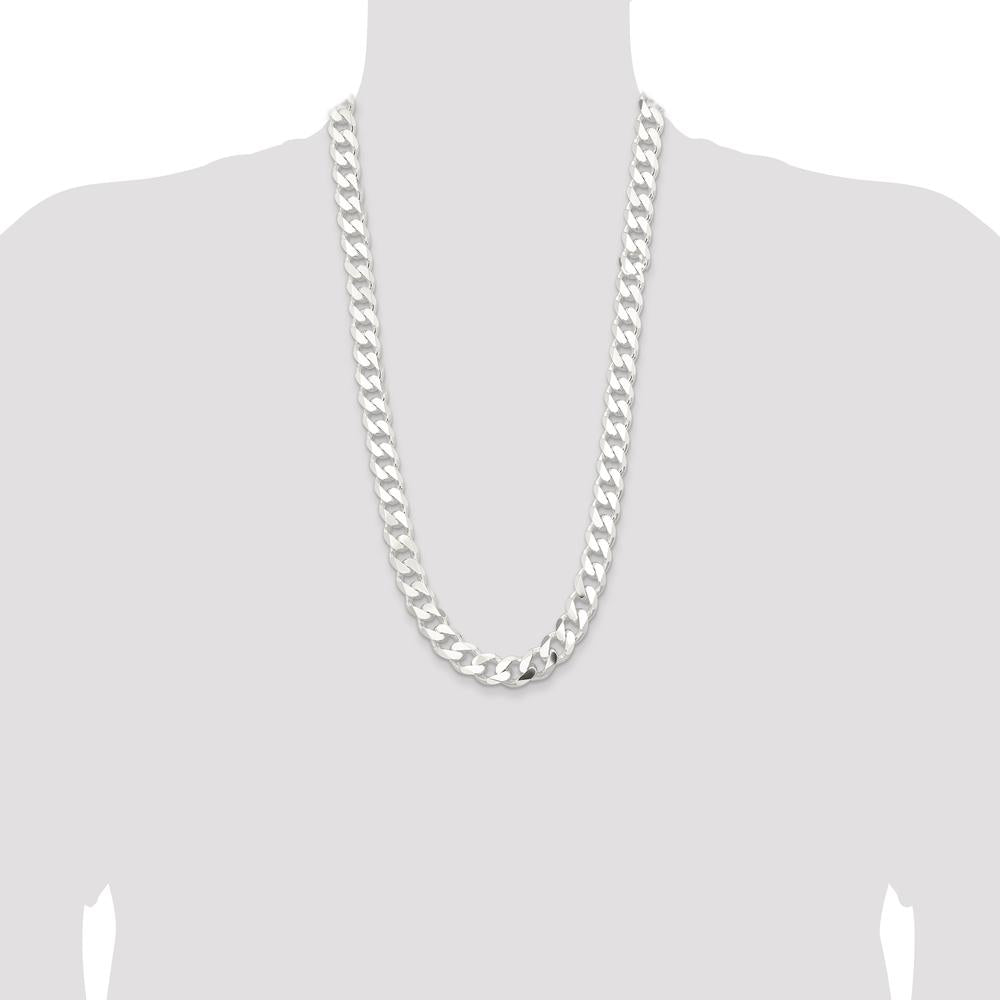 Sterling Silver 13mm Curb Chain Necklace - 28 Inches with Lobster Clasp by Lumare Gioia