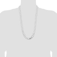 Sterling Silver 13mm Rhodium-Plated Curb Chain Necklace - 28 Inches by Lumare Gioia