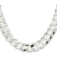 Sterling Silver 14.0mm Concave Beveled Curb Chain - 22 Inches, Polished Finish by Lumare Gioia